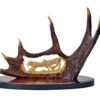 Wolf Knife with Deer Antler Handle and Display Stand - 15.25" - Image 3